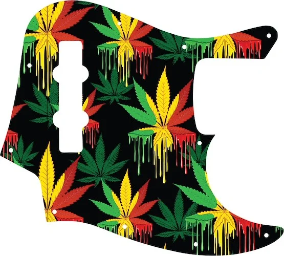WD Custom Pickguard For Fender Made In Mexico Jazz Bass #GC01 Rasta Cannabis Drip Graphic