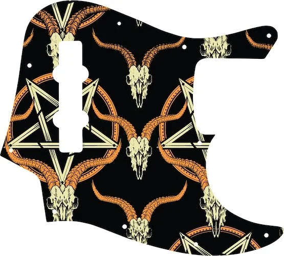 WD Custom Pickguard For Fender Made In Mexico Jazz Bass #GOC01 Occult Goat Skull & Pentagram Graphic