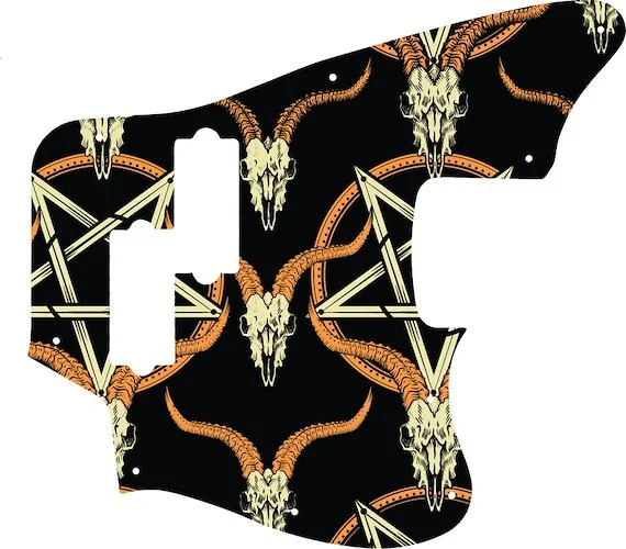 WD Custom Pickguard For Fender Modern Player Jaguar Bass #GOC01 Occult Goat Skull & Pentagram Graphic