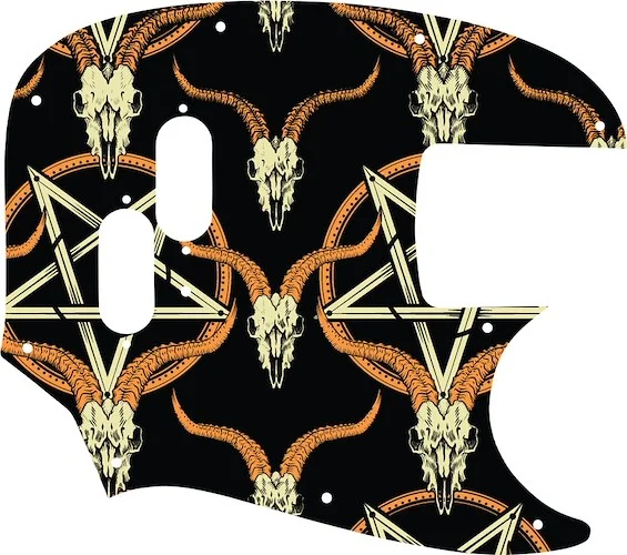 WD Custom Pickguard For Fender Mustang Bass Reissue #GOC01 Occult Goat Skull & Pentagram Graphic