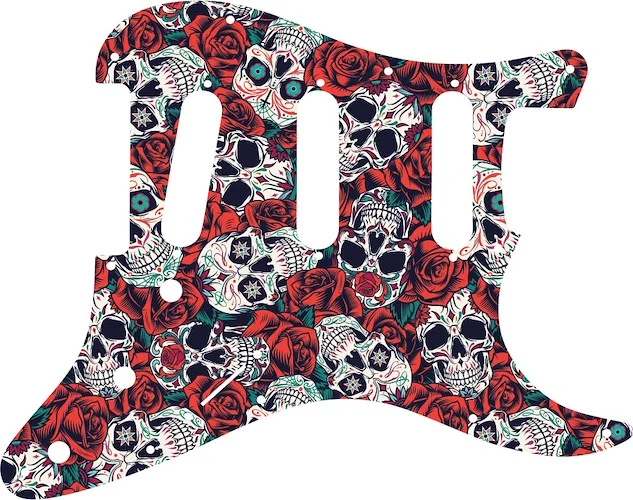 WD Custom Pickguard For Fender Old Style 11 Hole or American Vintage '62 Reissue Stratocaster #GS01 Dia De Muertos Calavera Skull & Rose Graphic