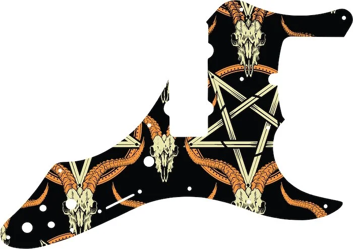 WD Custom Pickguard For Fender Roscoe Beck Signature 5 String Jazz Bass #GOC01 Occult Goat Skull & Pentagram Graphic