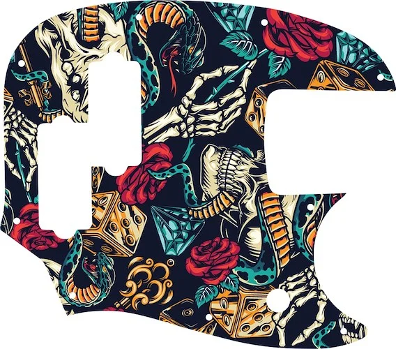WD Custom Pickguard For Fender Short Scale Mustang Bass PJ #GT03 Vintage Flash Tattoo Graphic