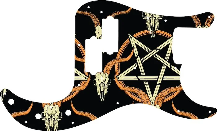 WD Custom Pickguard For Fender USA Precision Bass #GOC01 Occult Goat Skull & Pentagram Graphic