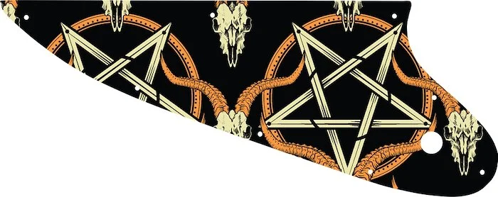 WD Custom Pickguard For Gibson 1963-1966 Thunderbird Bass #GOC01 Occult Goat Skull & Pentagram Graphic