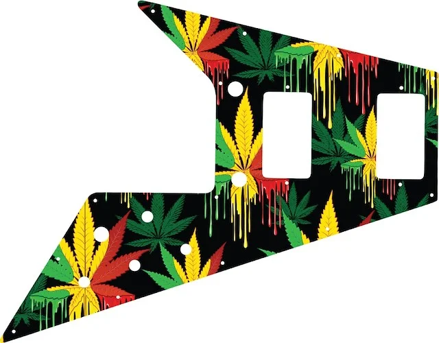 WD Custom Pickguard For Gibson 1966-1970 And 1975-1982 Flying V Mahogany Or 1971 Flying V Medallion #GC01 Rasta Cannabis Drip Graphic