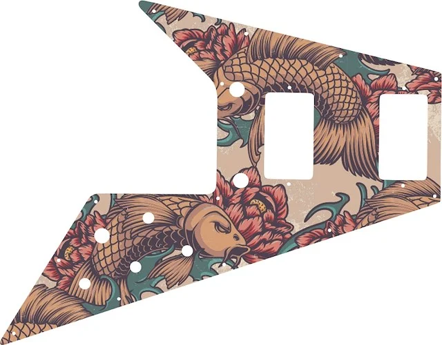 WD Custom Pickguard For Gibson 1966-1970 And 1975-1982 Flying V Mahogany Or 1971 Flying V Medallion #GT01 Koi Tattoo Graphic