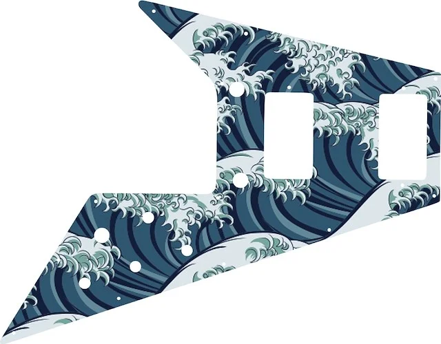 WD Custom Pickguard For Gibson 1966-1970 And 1975-1982 Flying V Mahogany Or 1971 Flying V Medallion #GT02 Japanese Wave Tattoo Graphic