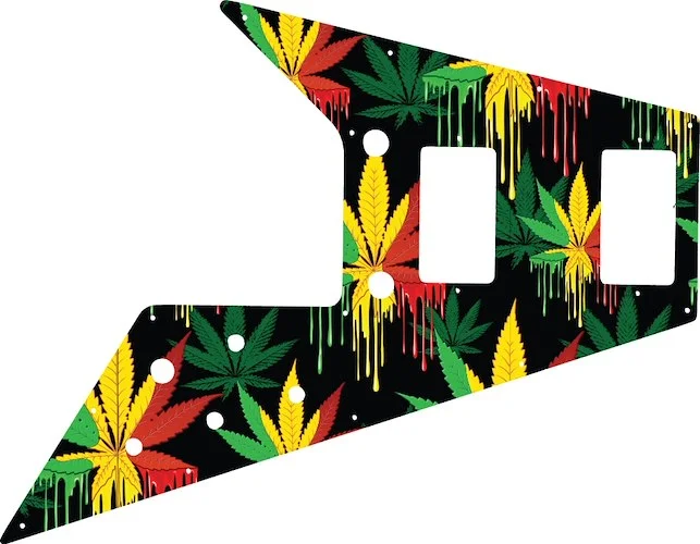 WD Custom Pickguard For Gibson 1989-2018 Flying V '67 Reissue #GC01 Rasta Cannabis Drip Graphic