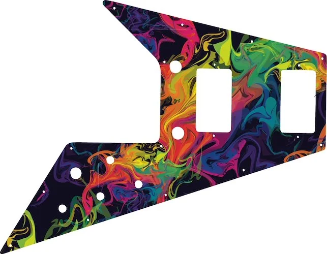 WD Custom Pickguard For Gibson 1989-2018 Flying V '67 Reissue #GP01 Rainbow Paint Swirl Graphic