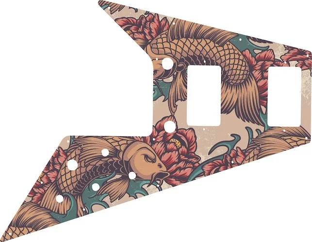 WD Custom Pickguard For Gibson 1989-2018 Flying V '67 Reissue #GT01 Koi Tattoo Graphic