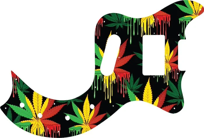 WD Custom Pickguard For Gibson Marauder Deluxe #GC01 Rasta Cannabis Drip Graphic