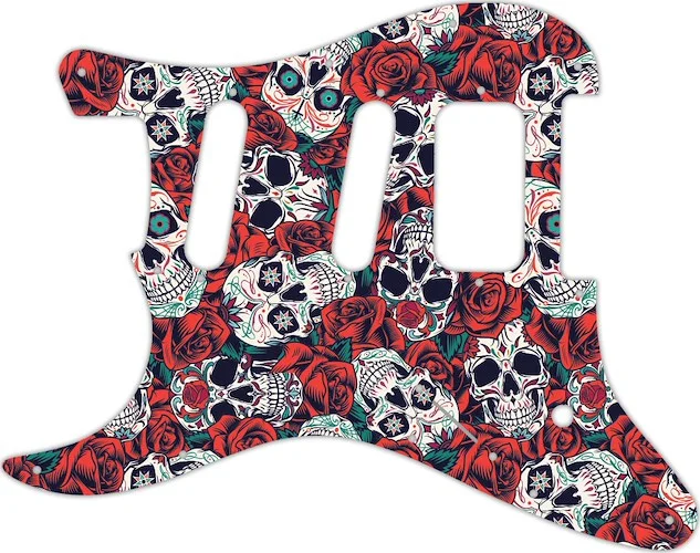 WD Custom Pickguard For Left Hand Charvel 2014-Present So-Cal Jake E. Lee USA Signature #GS01 Dia De Muertos Calavera Skull & Rose Graphic