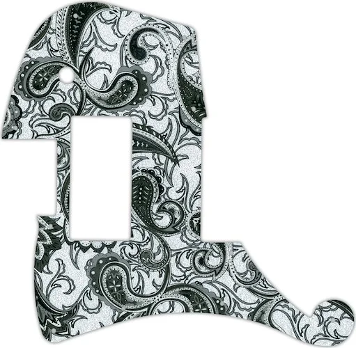 WD Custom Pickguard For Left Hand D'Angelico Deluxe Ludlow #56 Black And Silver Paisley