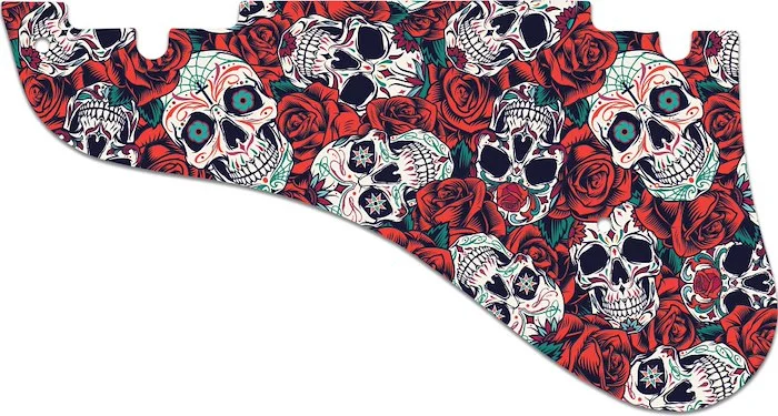 WD Custom Pickguard For Left Hand Epiphone Emperor Swingster #GS01 Dia De Muertos Calavera Skull & Rose Graphic
