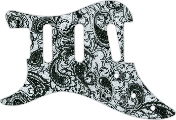 WD Custom Pickguard For Left Hand Fender 1983 Bullet Deluxe S-3 #56 Black And Silver Paisley