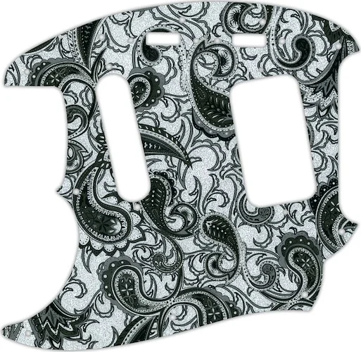 WD Custom Pickguard For Left Hand Fender 1990's Jag-Stang #56 Black And Silver Paisley