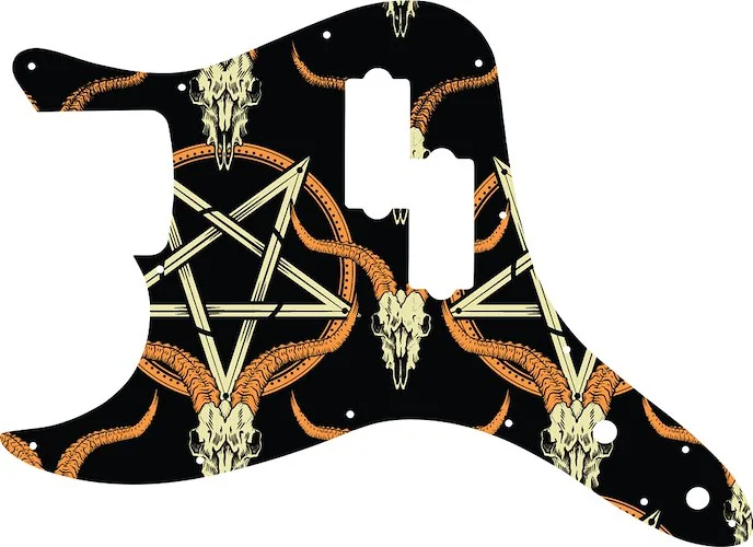 WD Custom Pickguard For Left Hand Fender 2002-2010 Mark Hoppus Signature Bass #GOC01 Occult Goat Skull & Pentagram Graphic