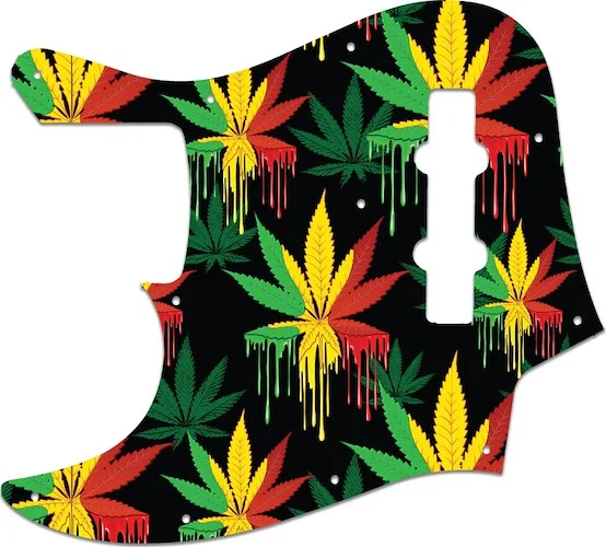 WD Custom Pickguard For Left Hand Fender 2010-2012 Made In Japan Geddy Lee Limited Edition Jazz Bass #GC01 Rasta Cannabis Drip Graphic