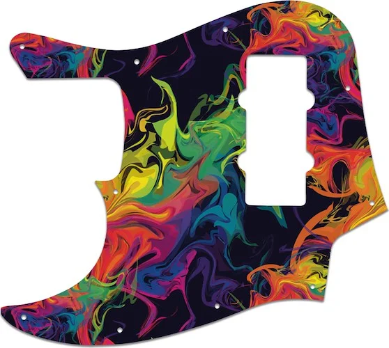 WD Custom Pickguard For Left Hand Fender 2012-2013 Made In China Modern Player Jazz Bass #GP01 Rainbow Paint Swirl Graphic