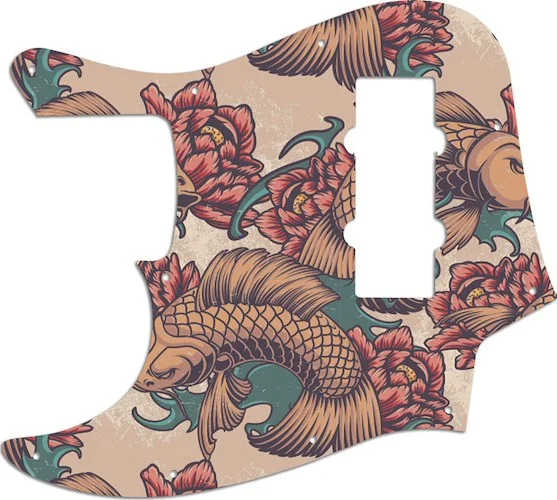 WD Custom Pickguard For Left Hand Fender 2014 Made In China Modern Player Jazz Bass Satin #GT01 Koi Tattoo Graphic