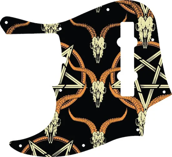 WD Custom Pickguard For Left Hand Fender 2019 5 String American Ultra Jazz Bass V #GOC01 Occult Goat Skull & Pentagram Graphic