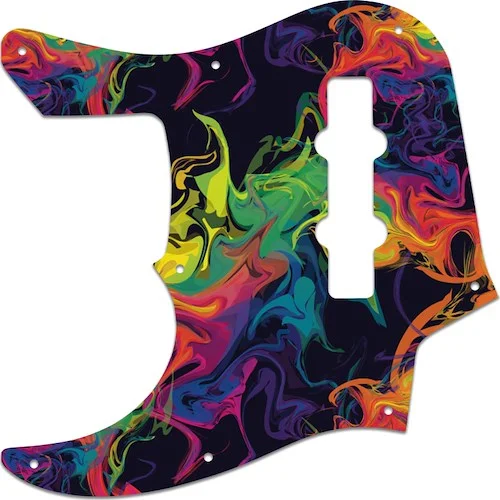 WD Custom Pickguard For Left Hand Fender 22 Fret Longhorn Jazz Bass #GP01 Rainbow Paint Swirl Graphic