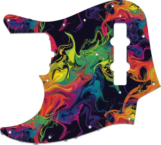 WD Custom Pickguard For Left Hand Fender 50th Anniversary Jazz Bass #GP01 Rainbow Paint Swirl Graphic