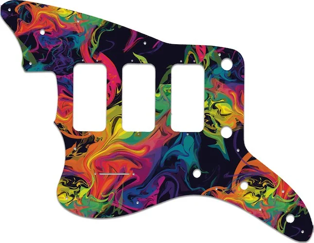 WD Custom Pickguard For Left Hand Fender 60th Anniversary Triple Jazzmaster #GP01 Rainbow Paint Swirl Graphic