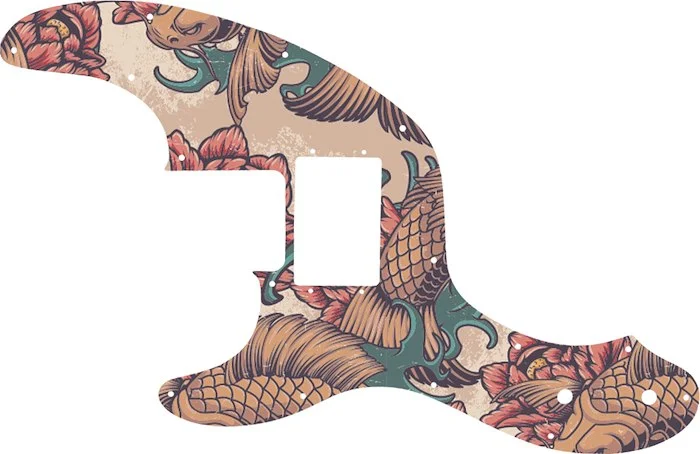 WD Custom Pickguard For Left Hand Fender Telecaster Bass With Humbucker #GT01 Koi Tattoo Graphic