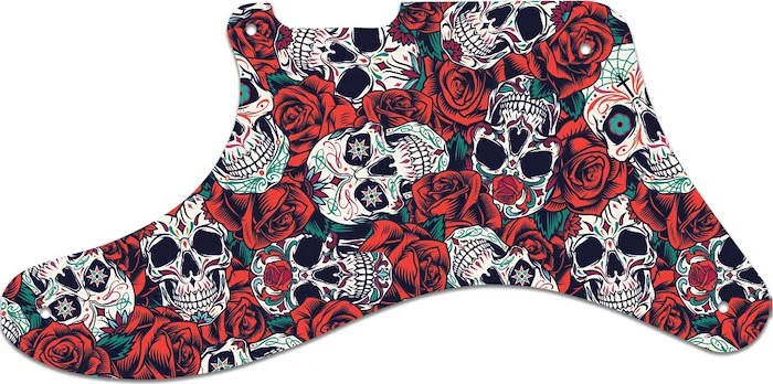 WD Custom Pickguard For Left Hand Fender Cabronita Telecaster #GS01 Dia De Muertos Calavera Skull & Rose Graphic