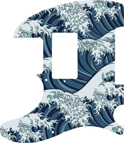 WD Custom Pickguard For Left Hand Fender Telecaster With Humbucker #GT02 Japanese Wave Tattoo Graphic