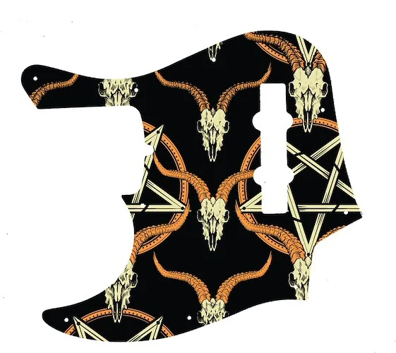 WD Custom Pickguard For Left Hand Fender American Deluxe 21 Fret Jazz Bass#GOC01 Occult Goat Skull & Pentagram Graphic