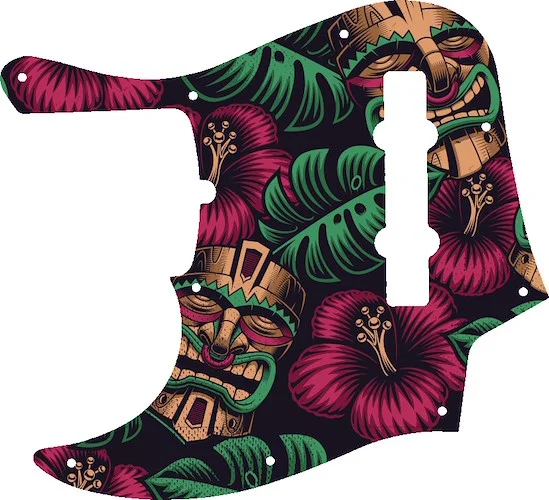 WD Custom Pickguard For Left Hand Fender American Deluxe 21 Fret 5 String Jazz Bass #GAL01 Aloha Tiki Graphic