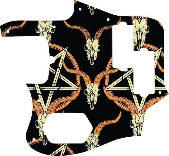 WD Custom Pickguard For Left Hand Fender American Standard Jaguar Bass #GOC01 Occult Goat Skull & Pentagram Graphic
