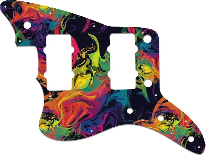 WD Custom Pickguard For Left Hand Fender American Performer Jazzmaster #GP01 Rainbow Paint Swirl Graphic