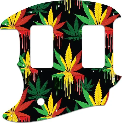 WD Custom Pickguard For Left Hand Fender American Special Mustang #GC01 Rasta Cannabis Drip Graphic