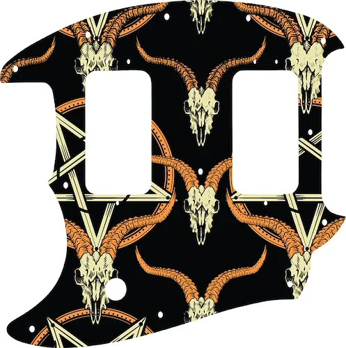 WD Custom Pickguard For Left Hand Fender American Special Mustang #GOC01 Occult Goat Skull & Pentagram Graphic