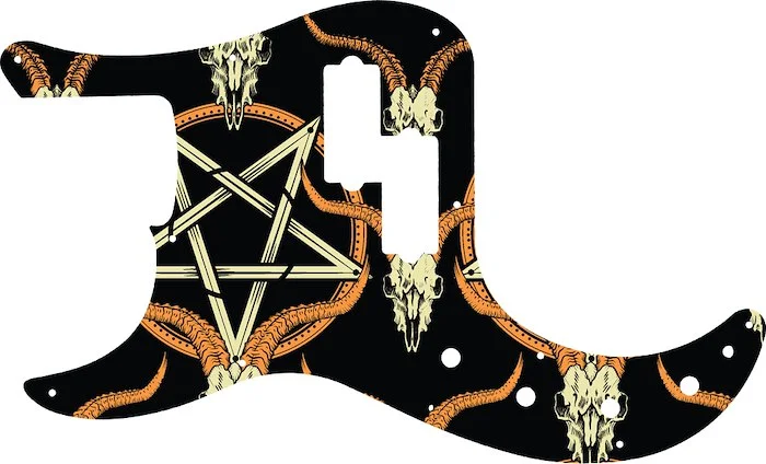 WD Custom Pickguard For Left Hand Fender American Elite Precision Bass #GOC01 Occult Goat Skull & Pentagram Graphic