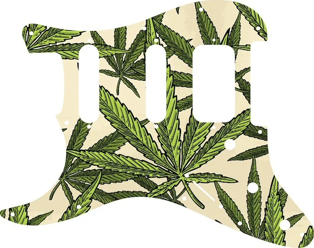 WD Custom Pickguard For Left Hand Fender American Deluxe or Lone Star Stratocaster #GC02 Cannabis Leaf Graphic