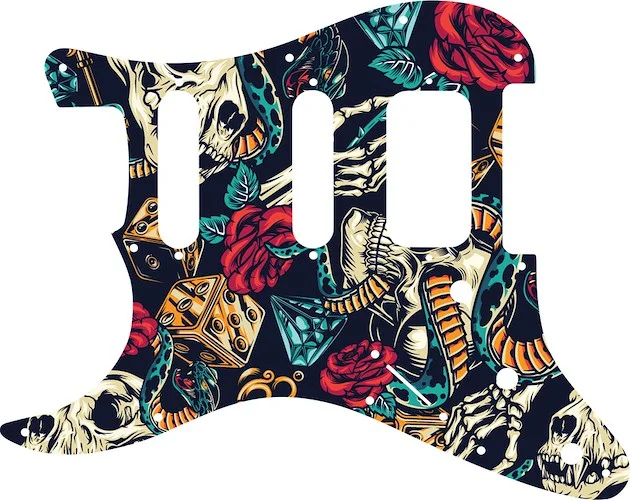 WD Custom Pickguard For Left Hand Fender American Deluxe or Lone Star Stratocaster #GT03 Vintage Flash Tattoo Graphic