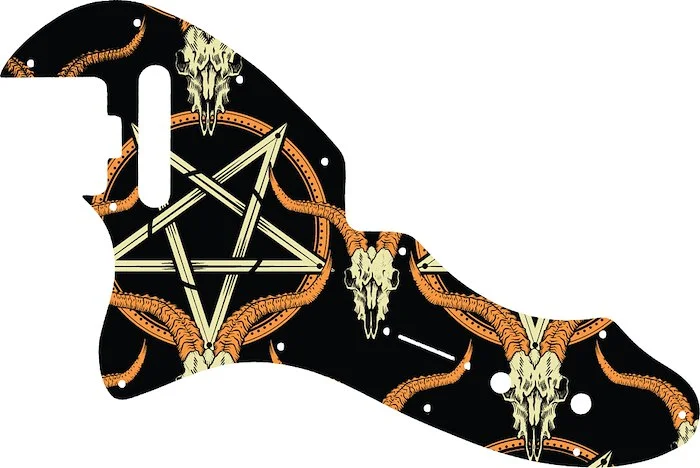 WD Custom Pickguard For Left Hand Fender American Elite Telecaster Thinline #GOC01 Occult Goat Skull & Pentagram Graphic