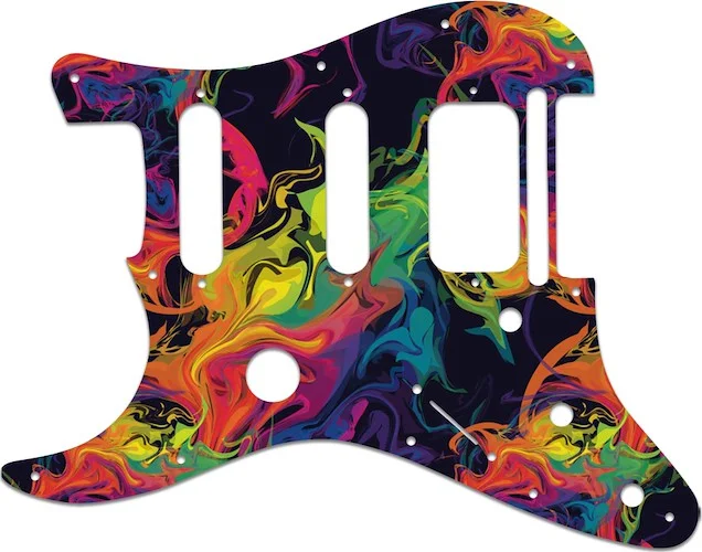 WD Custom Pickguard For Left Hand Fender Fishman TriplePlay Stratocaster HSS #GP01 Rainbow Paint Swirl Graphic