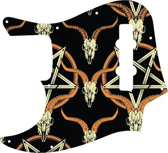 WD Custom Pickguard For Left Hand Fender Highway One Jazz Bass #GOC01 Occult Goat Skull & Pentagram Graphic