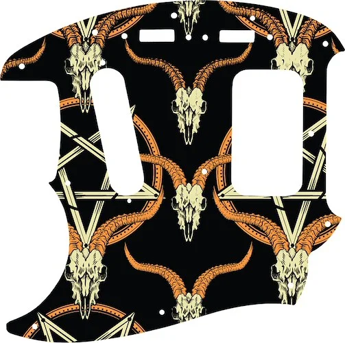 WD Custom Pickguard For Left Hand Fender Kurt Cobain Mustang #GOC01 Occult Goat Skull & Pentagram Graphic