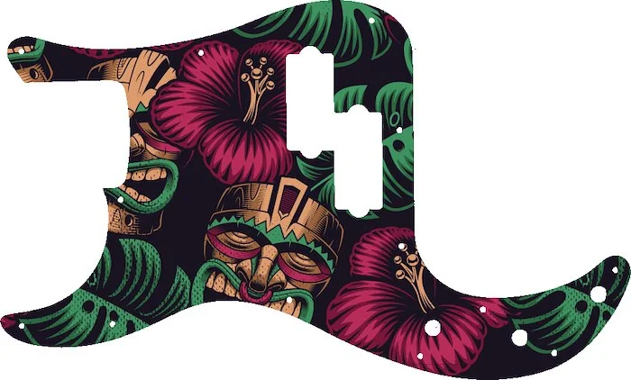 WD Custom Pickguard For Left Hand Fender Made In Mexico Standard Precision Bass #GAL01 Aloha Tiki Graphic
