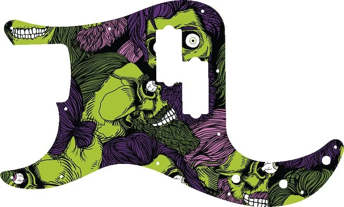 WD Custom Pickguard For Left Hand Fender Made In Mexico Standard Precision Bass #GHA02 Zombeard Graphic