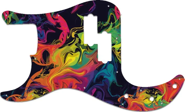 WD Custom Pickguard For Left Hand Fender Made In Mexico Standard Precision Bass #GP01 Rainbow Paint Swirl Graphic