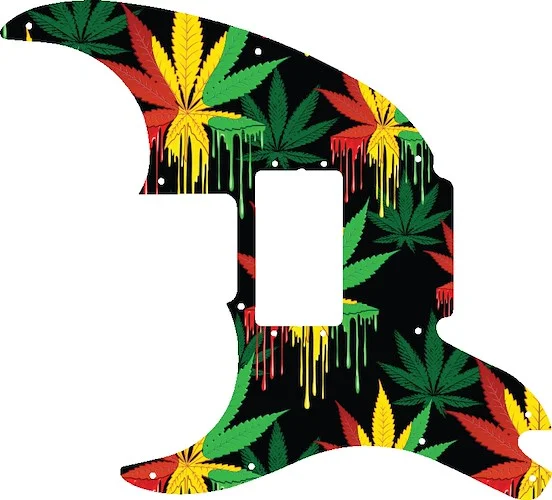 WD Custom Pickguard For Left Hand Fender Pawn Shop '72 #GC01 Rasta Cannabis Drip Graphic