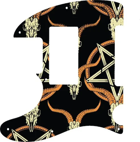 WD Custom Pickguard For Left Hand Fender Special Edition HH Telecaster #GOC01 Occult Goat Skull & Pentagram Graphic